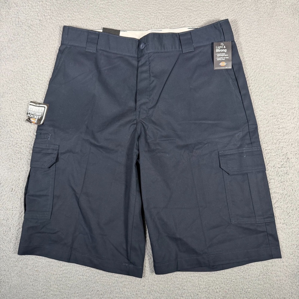 Dickies Shorts Mens 38 Blue Relaxed Fit Cargo Workwear 13" Inseam Utility